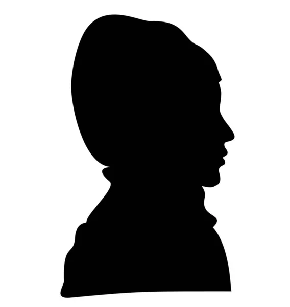 Elegant Muslim lady head with a scarf. Beautiful female face in profile. Silhouette muslim woman in profile wearing a hijab. Young arab girl avatar — Stock Vector