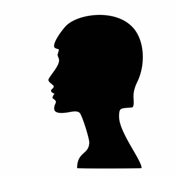 A silhueta do perfil de uma rapariga. Uma silhueta feminina. Lindo rosto feminino no perfil. Ilustração isolada do vetor de tinta sobre fundo branco. — Vetor de Stock