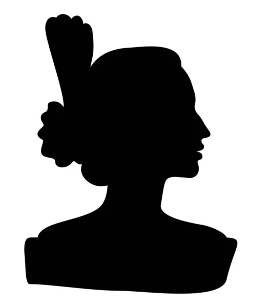 Танцовщица фламенко, испанка. Рисунок гордой леди с изящной прической. Женский профиль черный силуэт на белом фоне. Вектор — стоковый вектор