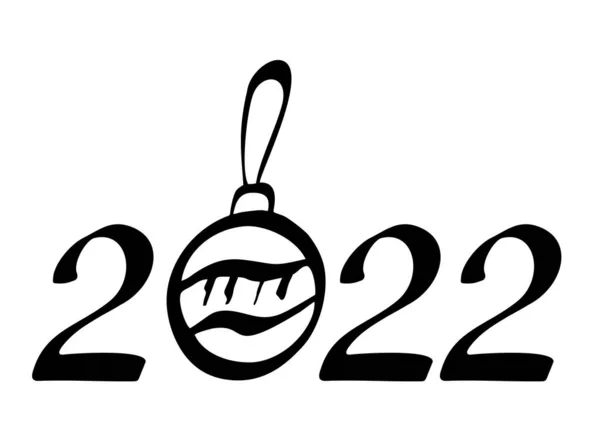 Tarjeta de felicitación de letras dibujadas a mano con caligrafía china para 2022 Feliz Año Nuevo. Escrito a mano aislado sobre fondo blanco. Calendario 2022 Vector ilustración — Vector de stock