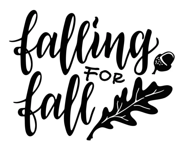 Векторный осенний венок с листьями, желудями и рукописной цитатой "Падаю на осень". Подходит для феерии, шрапбуков, отличительных знаков и многих других творческих применений. Изолированные на белом. — стоковый вектор
