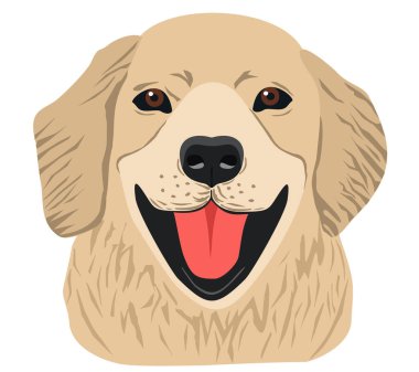 Beyaz arka planda şirin Labrador Retriever. Sevimli hayvan. Dog Breed sanat logosu, Golden Retriever. Beyaz arkaplan vektör çiziminde izole