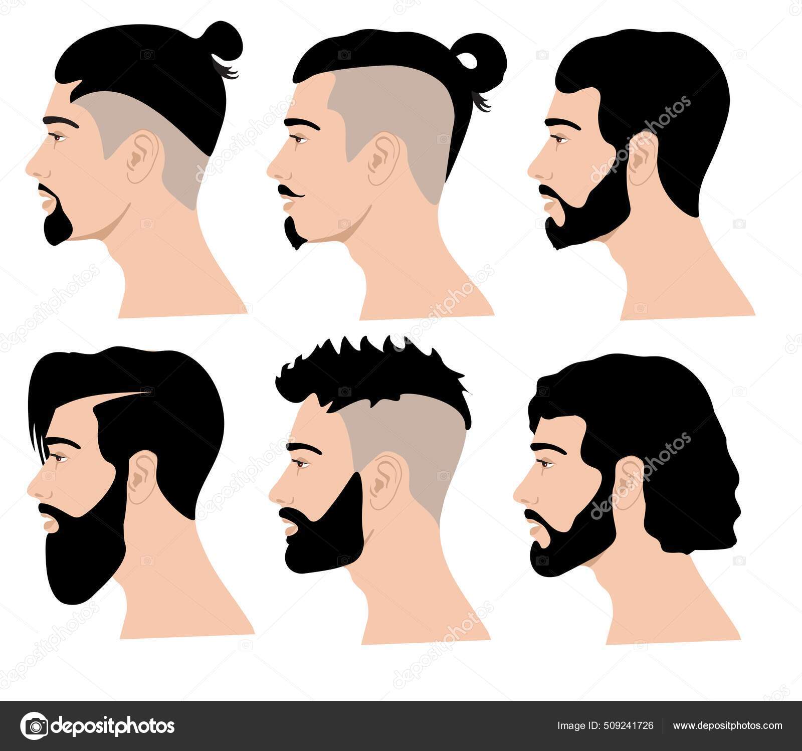 Men Hairstyle Icon Set Stock Illustration - Download Image Now - Men, Beard,  Mustache - iStock