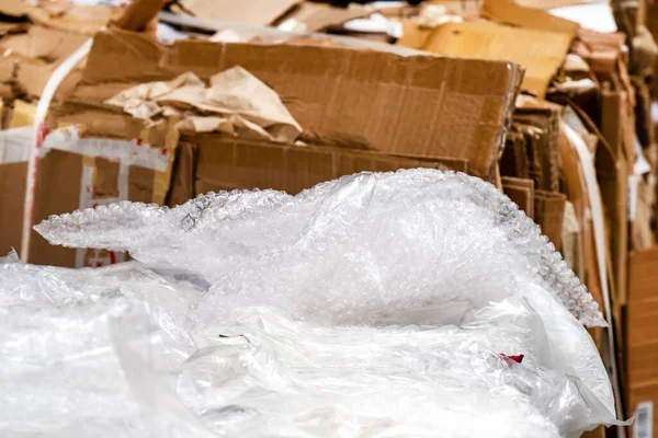 Verpakkingsafval Voor Recycling Afvalpapier Prullenbak — Stockfoto