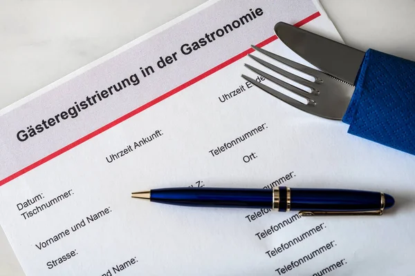 Formular Fur Die Kontaktdaten Von Gasten Einem Restaurante Deutschland Wahrend — Foto de Stock