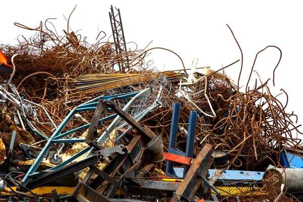 Guindaste Fluxo Hidráulico Usado Para Pegar Sucata Metal Pátio Reciclagem — Fotografia de Stock