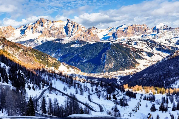 Widok Wąż Miasto Colfosco Dolomitach Południowym Tyrolu — Zdjęcie stockowe