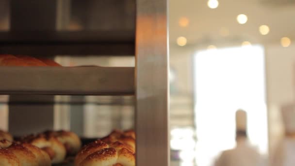 Tray Rack with Fresh Pastry — Stock Video