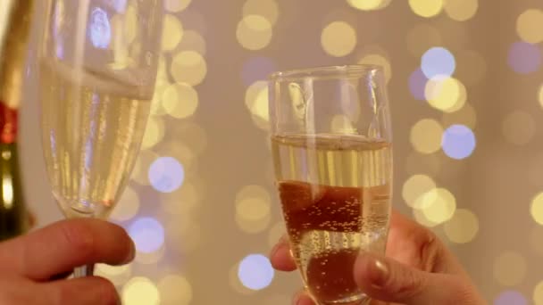 People Clinking Glasses with Champagne — Stock Video