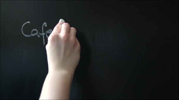 Writing Coffee-Shop Menu on the Chalkboard — Wideo stockowe