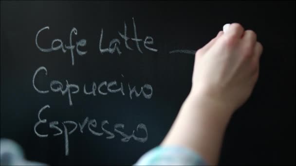 Plantilla del menú de la cafetería en la pizarra — Vídeo de stock