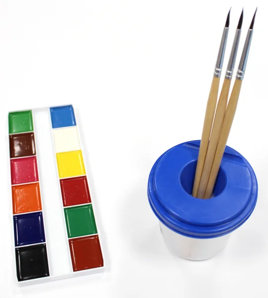 Suluboya, fırçalar ve cam aranjman