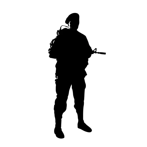 Soldat debout avec une arme — Image vectorielle