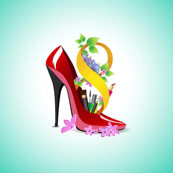 Symbole de la Journée de la Femme dans la chaussure — Image vectorielle