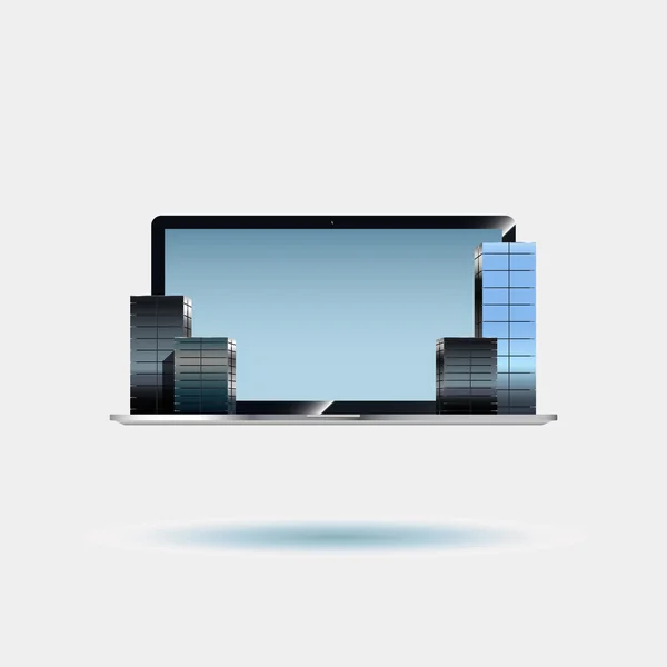 Centres d'affaires sur l'ordinateur portable — Image vectorielle