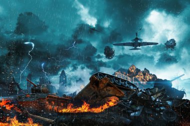 Düşman uçak ateş altında secde tank