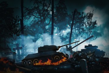 Mezarlıkta savaş tankları