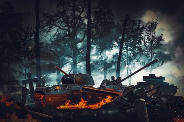 Mezarlıkta savaş tankları