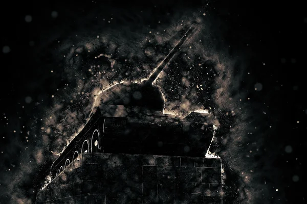 Panzer in Flammen. Militärischer Konflikt — Stockfoto