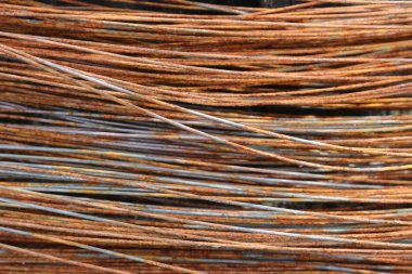 Paslı tel. Doku eski metal bobin