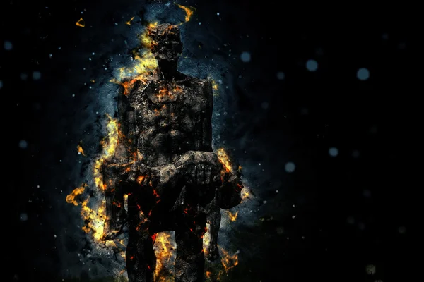 男子烧牺牲的持久的火焰 — 图库照片