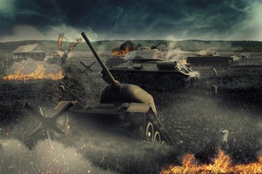 Bir çukurda sıkışıp tank