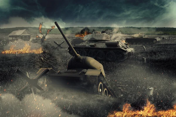 Bir çukurda sıkışıp tank