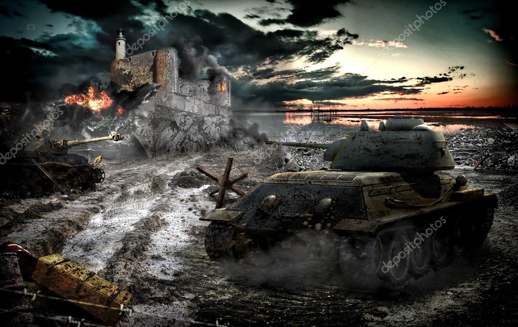 Tank attack captured area — Stock Photo © Dechik 69088083