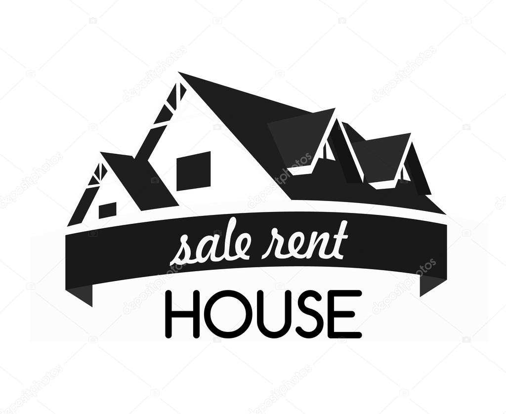 House logo design template. Realty theme icon. Building vector silhouette.