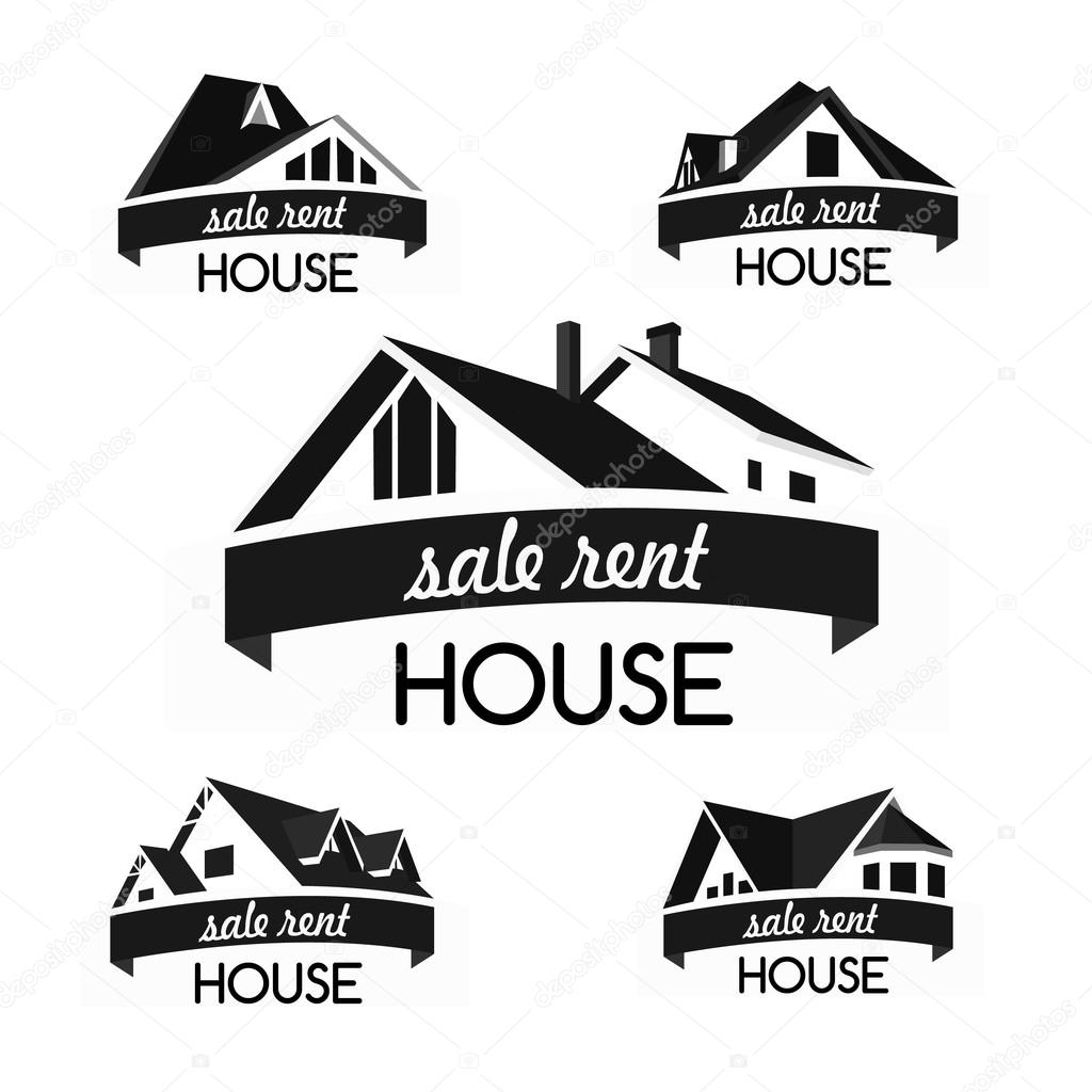 House logo template set. Realty theme icon. Building vector silhouette.