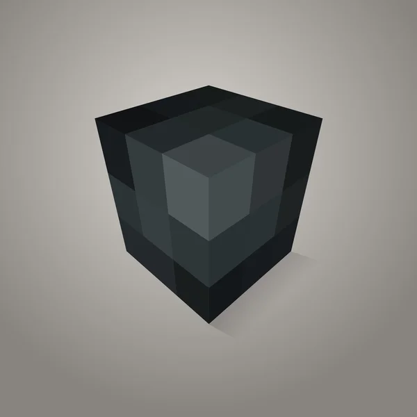 Black pixel cube — ストックベクタ