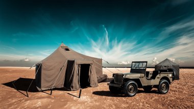 Military base in the desert clipart