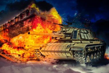 Tank ateş yanan bina