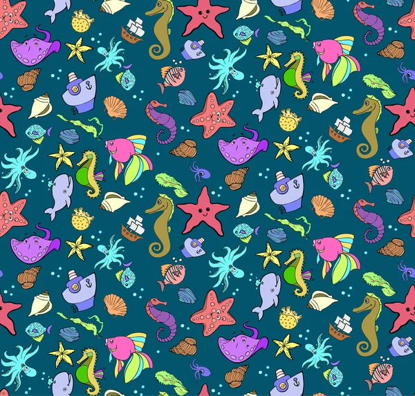 Undersea world. Seamless pattern — Stock Vector