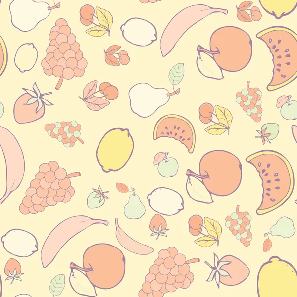 Modèle sans couture vectoriel avec icône de fruits — Image vectorielle