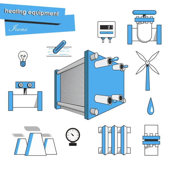 Iconos equipos de calefacción — Archivo Imágenes Vectoriales