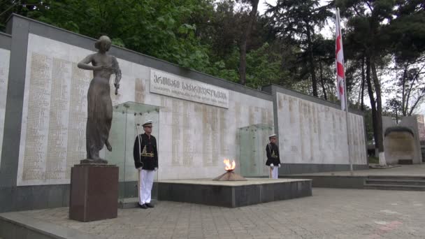 Soldiers stand at the Hero Square — Stock Video