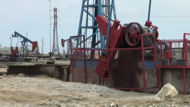 Нефтяные ослы добывают нефть — стоковое видео