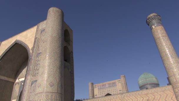 Las aves vuelan alrededor de la mezquita Bibi-Khanym — Vídeos de Stock