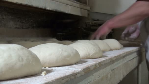 Baker prepara la masa — Vídeos de Stock