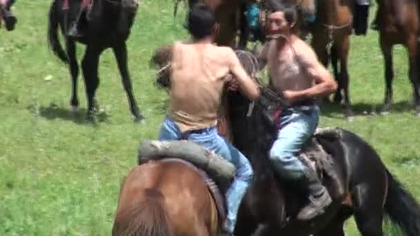Άνδρες συμμετέχουν στο άλογο πάλης — Αρχείο Βίντεο