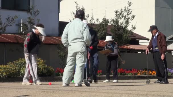 Medborgare som spelar gateball — Stockvideo