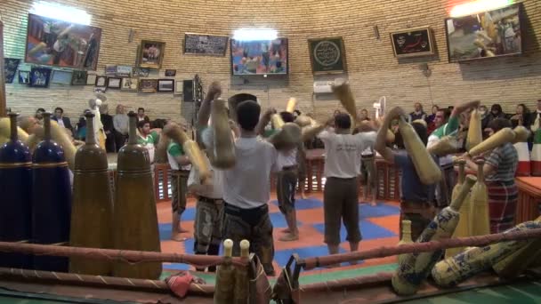 Men practice ancient Persian of fitness — Stock Video