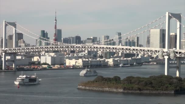 Regenbogenbrücke in Tokio. — Stockvideo