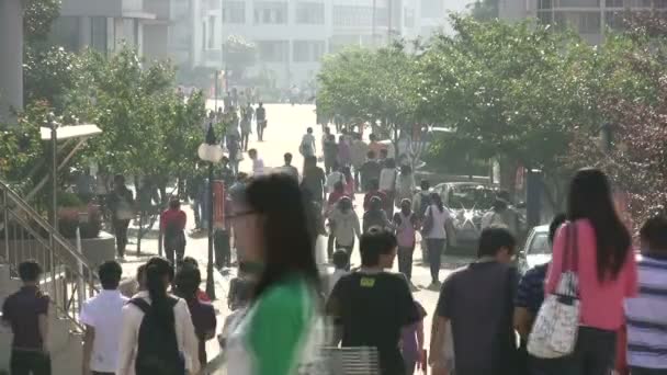 Elevii merg la cursuri într-un campus chinezesc . — Videoclip de stoc