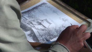 sanatçı bir tapınak karmaşık boyalar