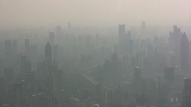 Shanghai manzarası ile duman