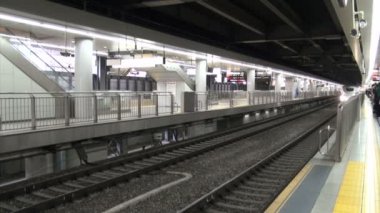 Tokyo istasyonunda Shinkansen tren geldiğinde