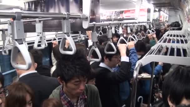 Rush hour in a Japanese train — Stock Video