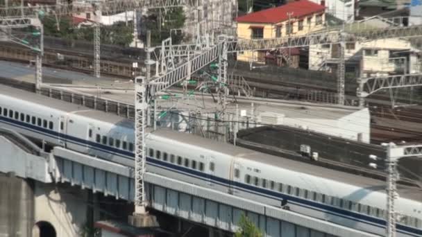 Tren bala Shinkansen en Japón . — Vídeos de Stock